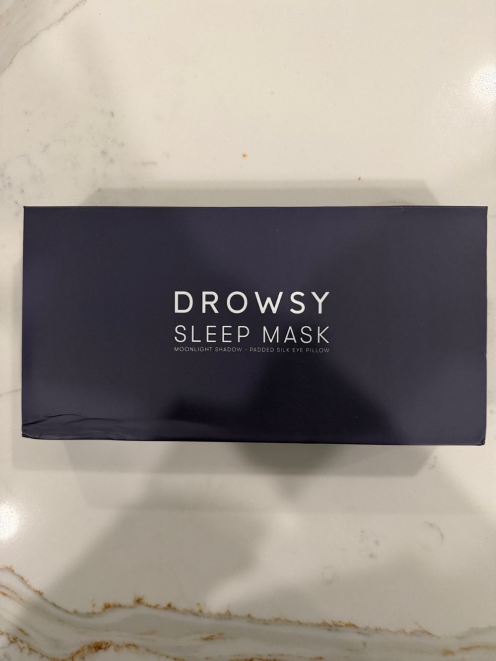 Moonlight Shadow Sleep Mask - Padded Silk Eye Pillow (Navy Blue)